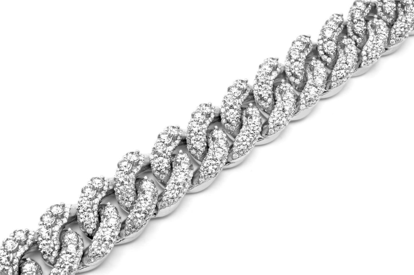 10k White Gold Cuban Link Bracelet 19.34CTW