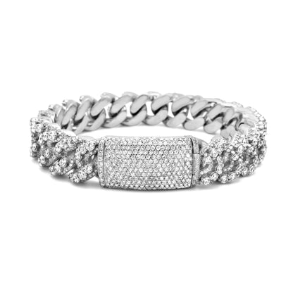 10k White Gold Cuban Link Bracelet 19.34CTW