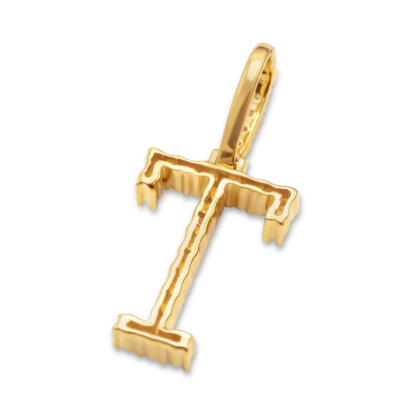 10K Yellow Gold Letter T Pendant 0.37ctw