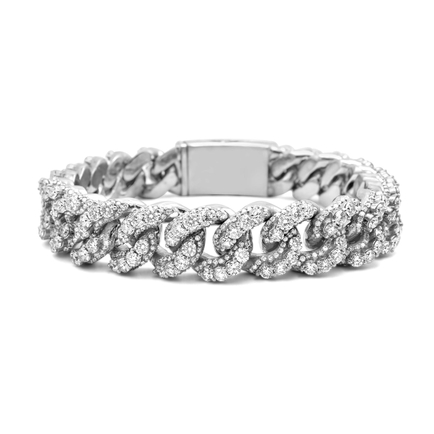 10k White Gold Cuban Link Bracelet 19.34CTW