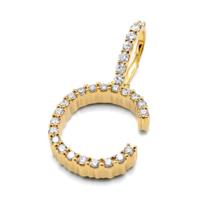 10K Yellow Gold Letter C Pendant 0.43ctw