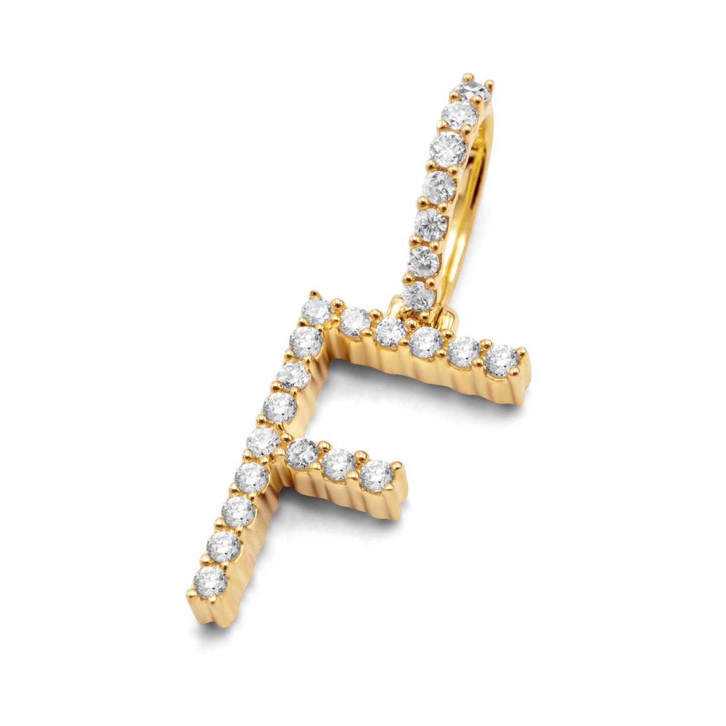 10K Yellow Gold Letter F Pendant 0.37ctw