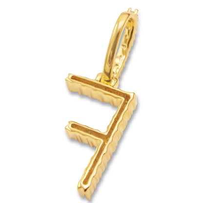 10K Yellow Gold Letter F Pendant 0.37ctw