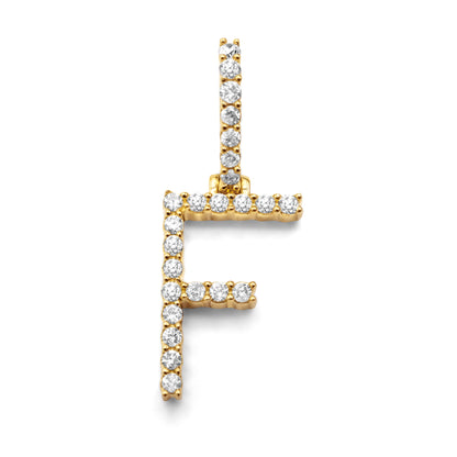 10K Yellow Gold Letter F Pendant 0.37ctw