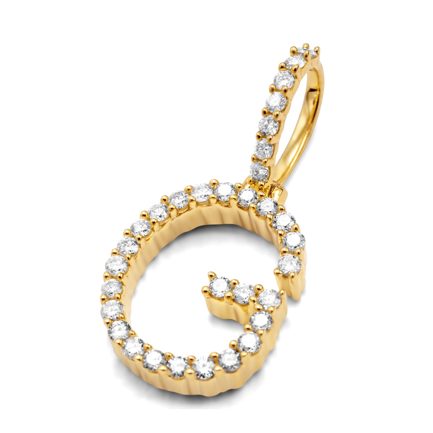 10K Yellow Gold Letter G Pendant 0.58ctw