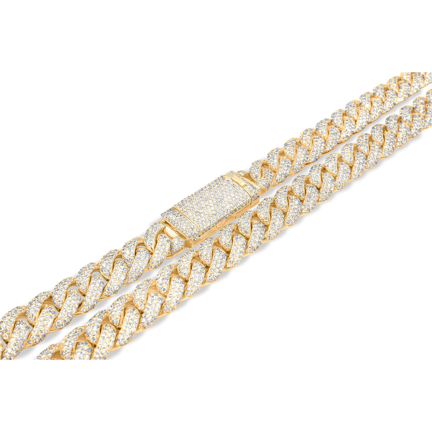 10k Yellow Gold Diamond Cuban Chain 14mm 32.00 ctw