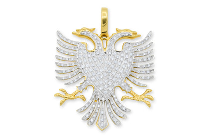 10k Yellow Gold Albanian Double Headed-Eagle Pendant 0.68ctw