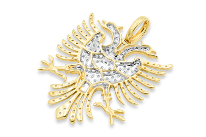 10k Yellow Gold Albanian Double Headed-Eagle Pendant 0.68ctw