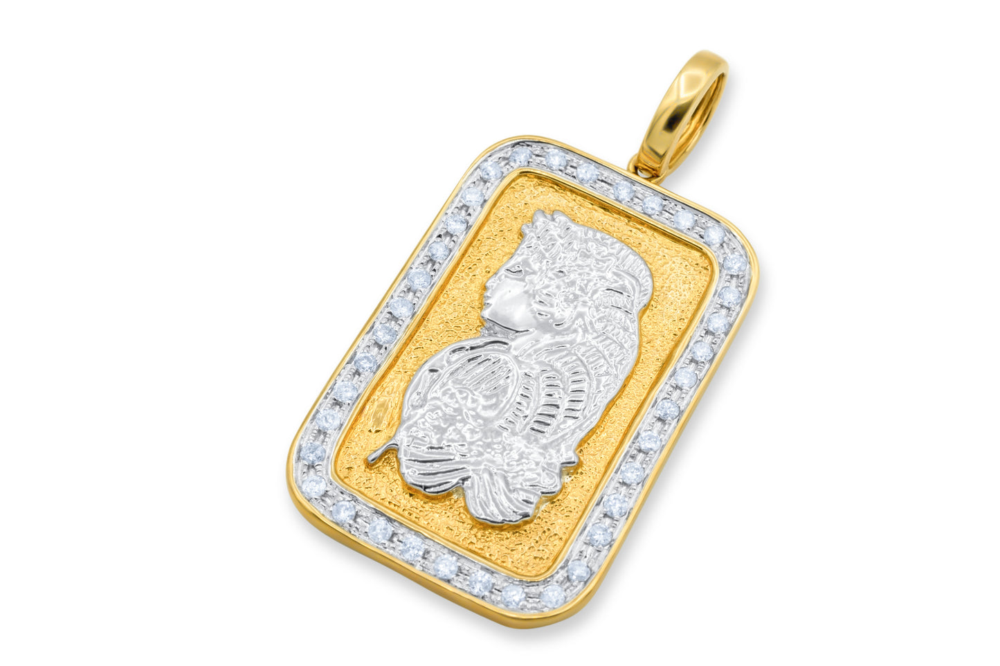 10K Solid Yellow Gold Bar Diamond Pendant 0.59ctw