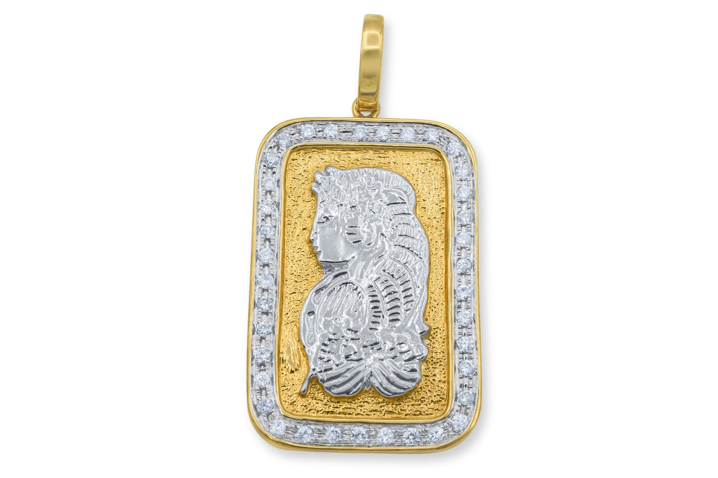 10K Solid Yellow Gold Bar Diamond Pendant 0.59ctw