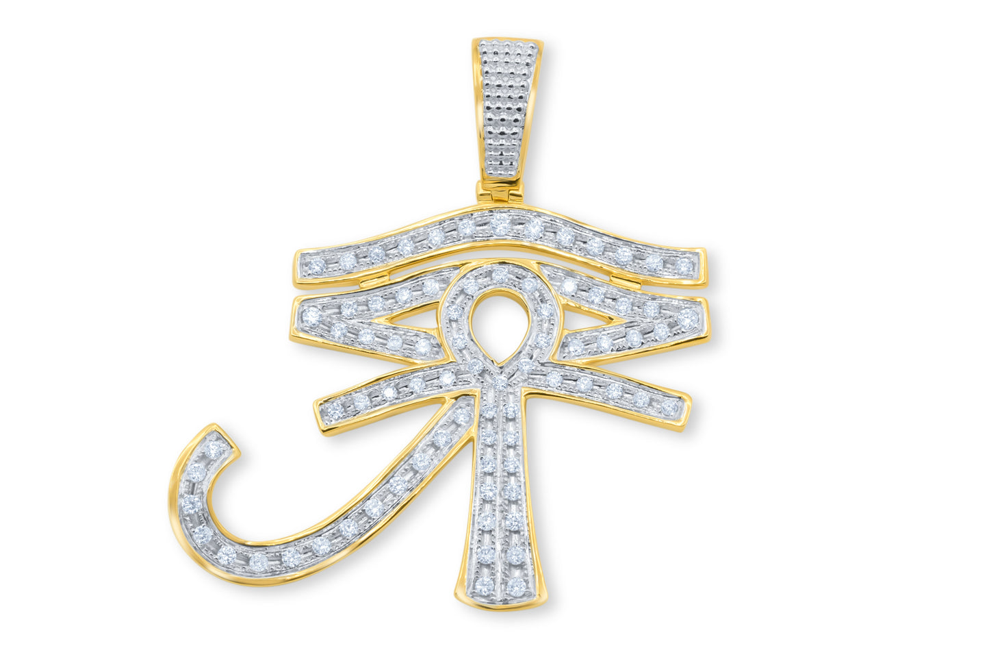 10K Yellow Gold Eye Of Horus Diamond Pendant 0.70ctw