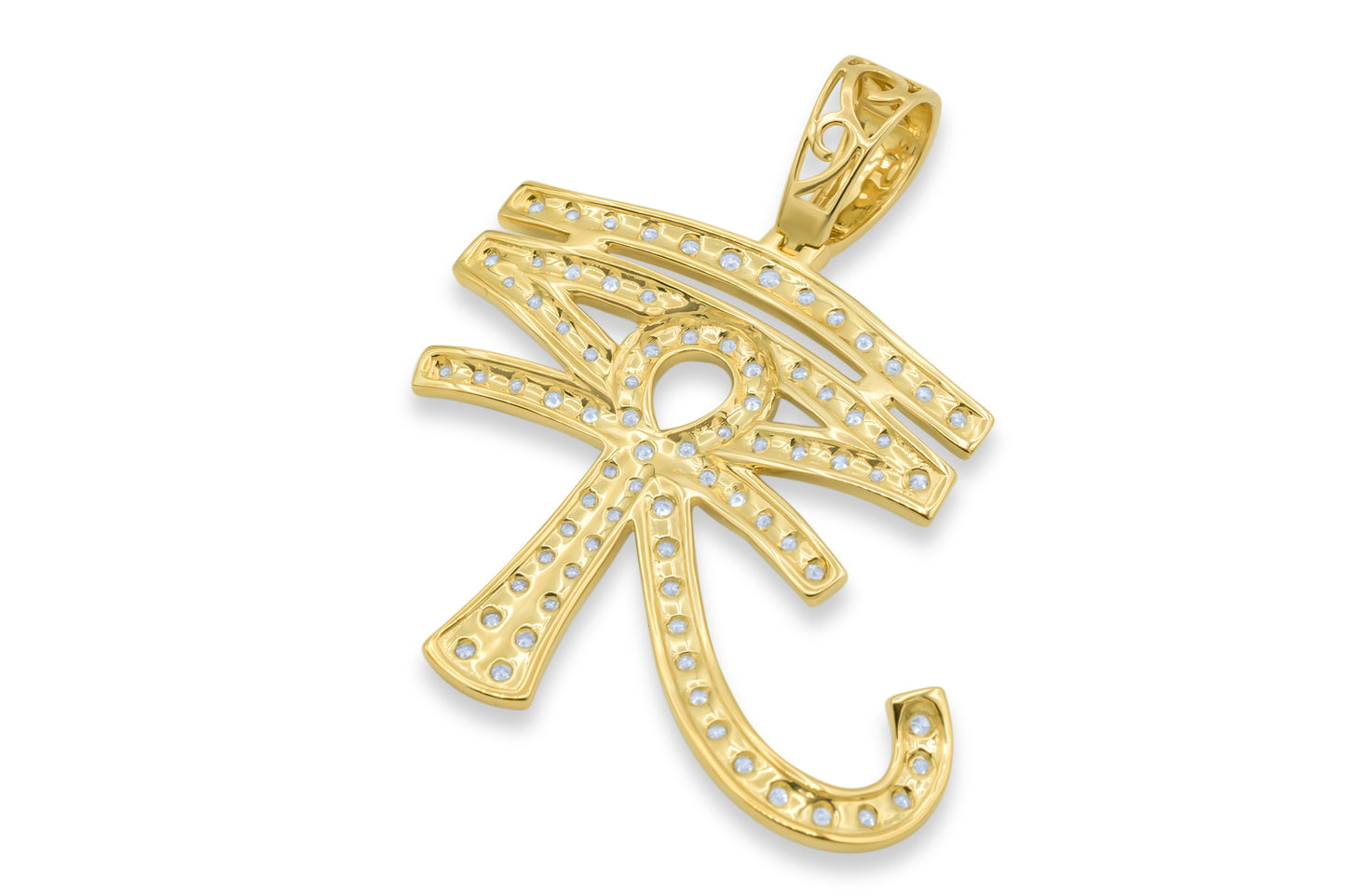 10K Yellow Gold Eye Of Horus Diamond Pendant 0.70ctw