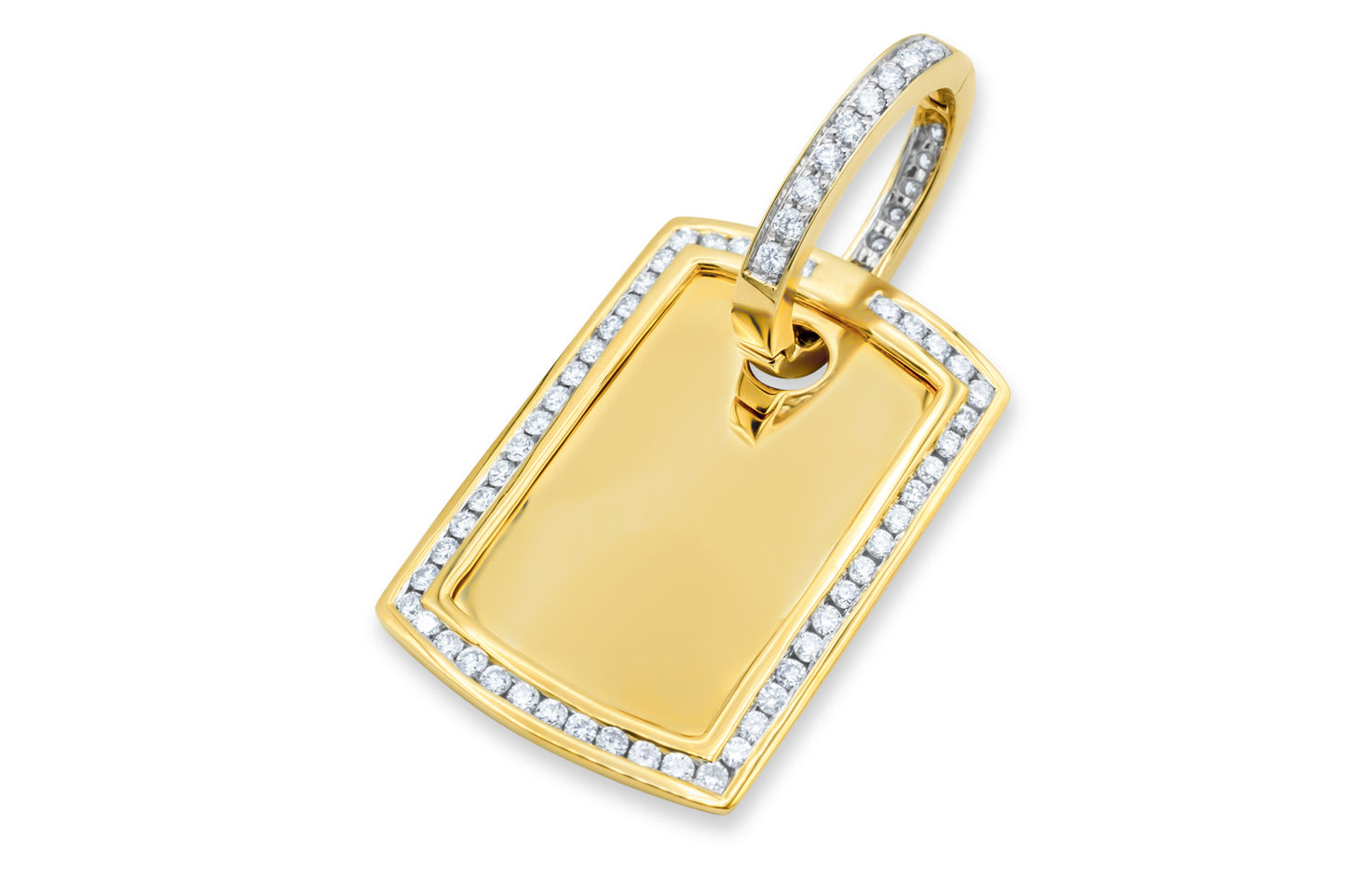 14k Yellow Gold Diamond Dog Tag 0.94ctw