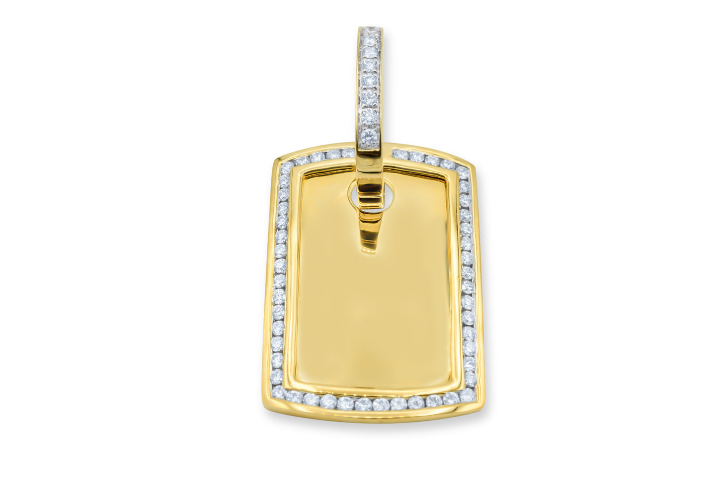 14k Yellow Gold Diamond Dog Tag 0.94ctw