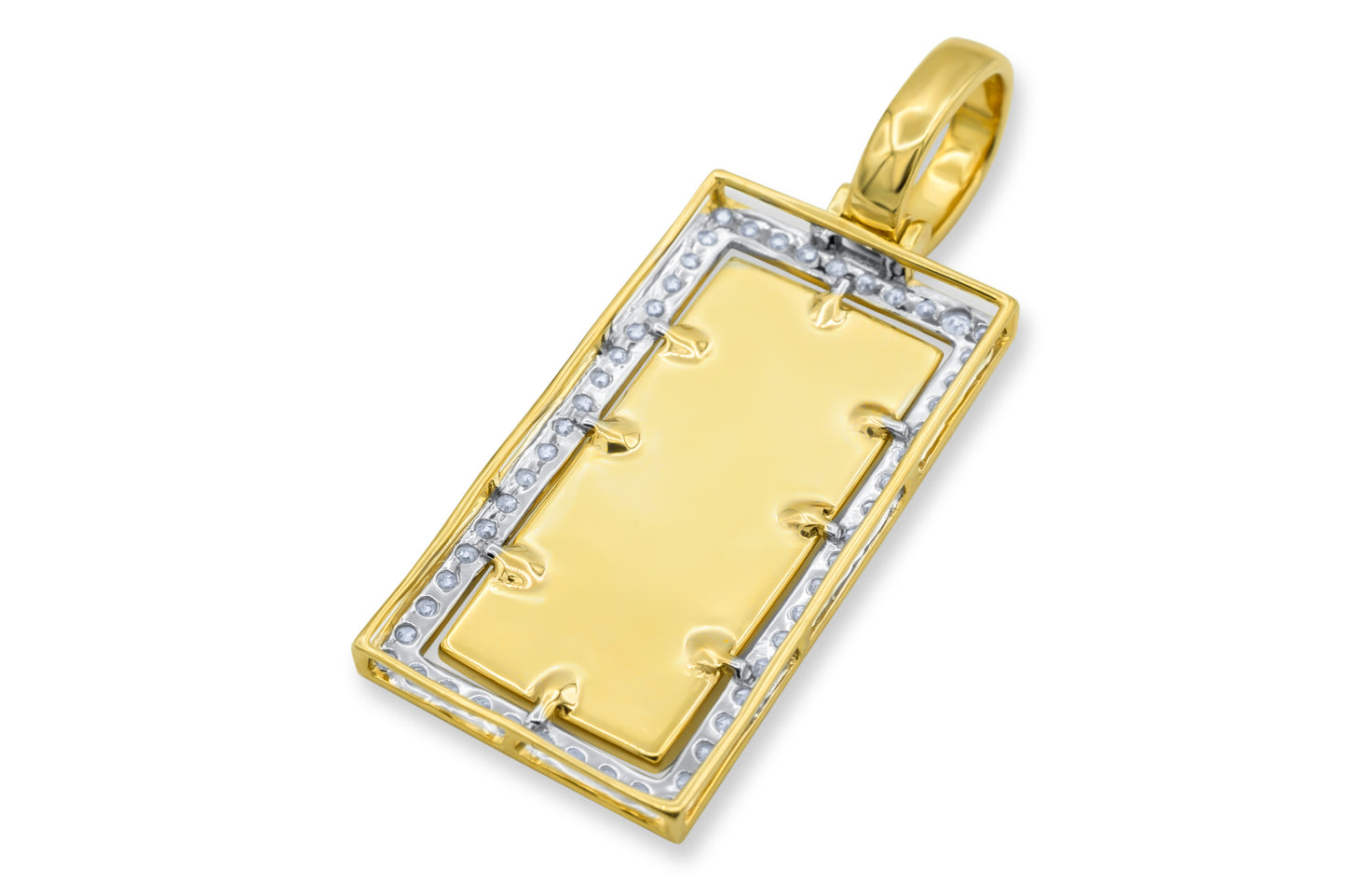 10k Yellow Gold Diamond 100 Dollar Bill Pendant 0.71ctw