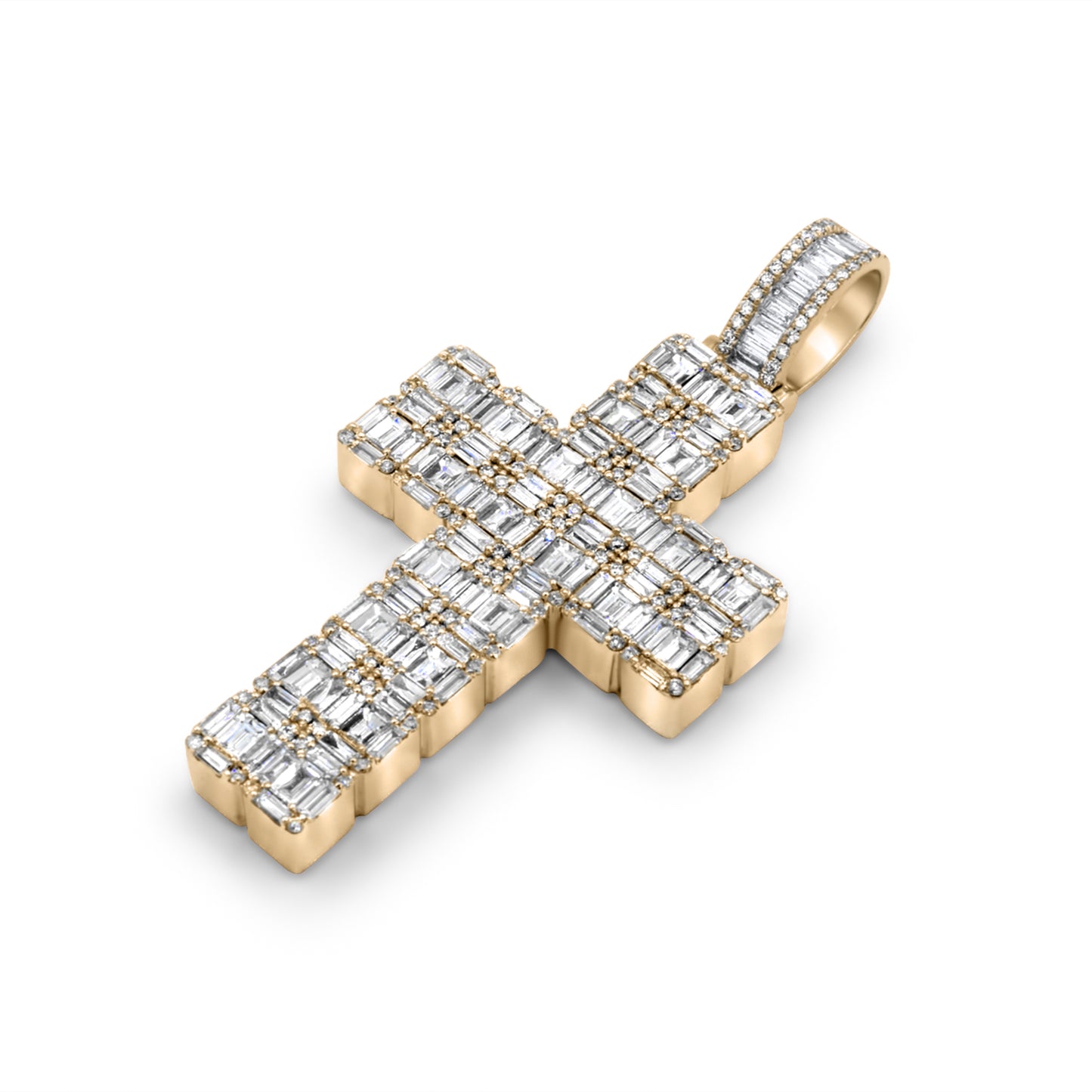 14k Diamond Baguette Cross 6.5ctw