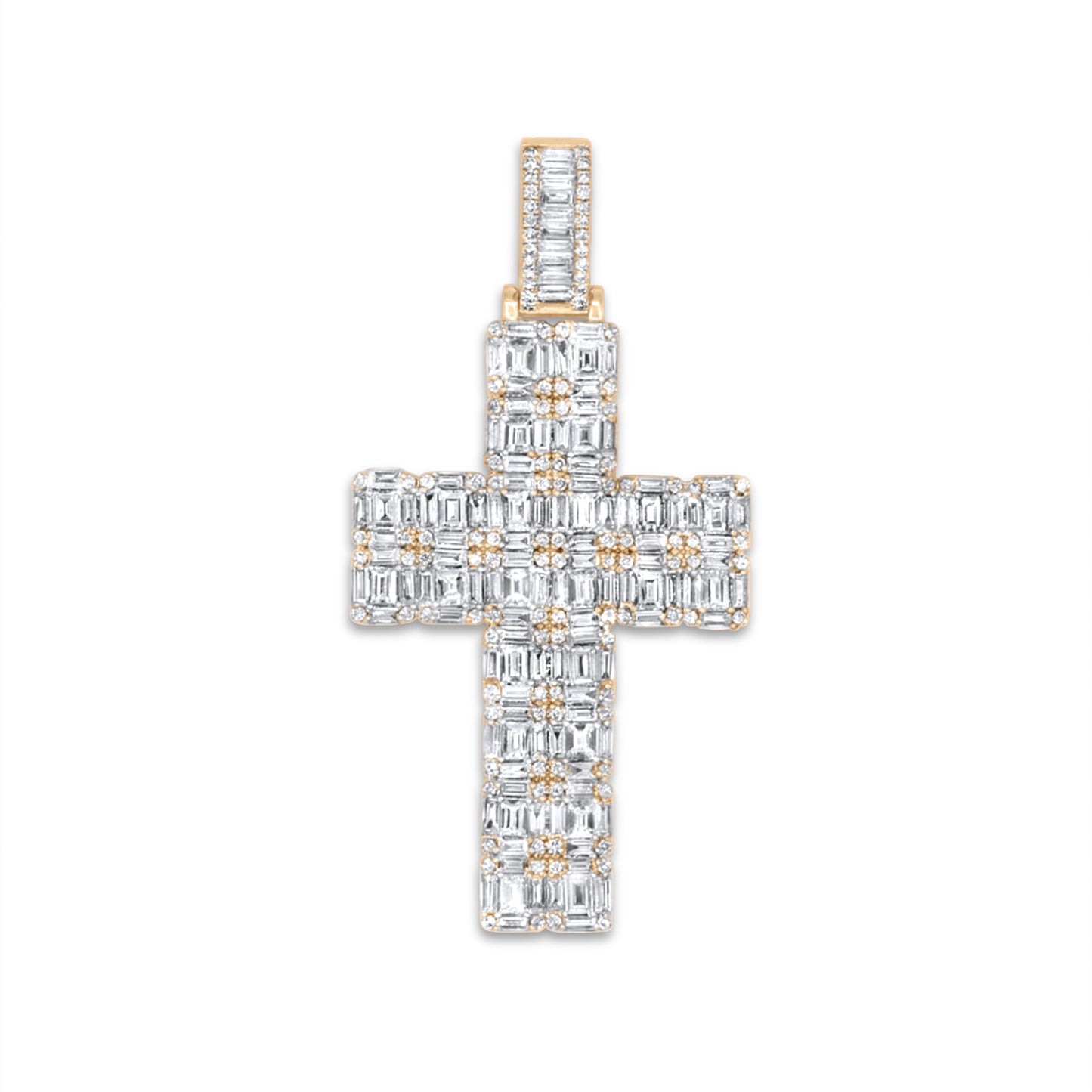 14k Diamond Baguette Cross 6.5ctw