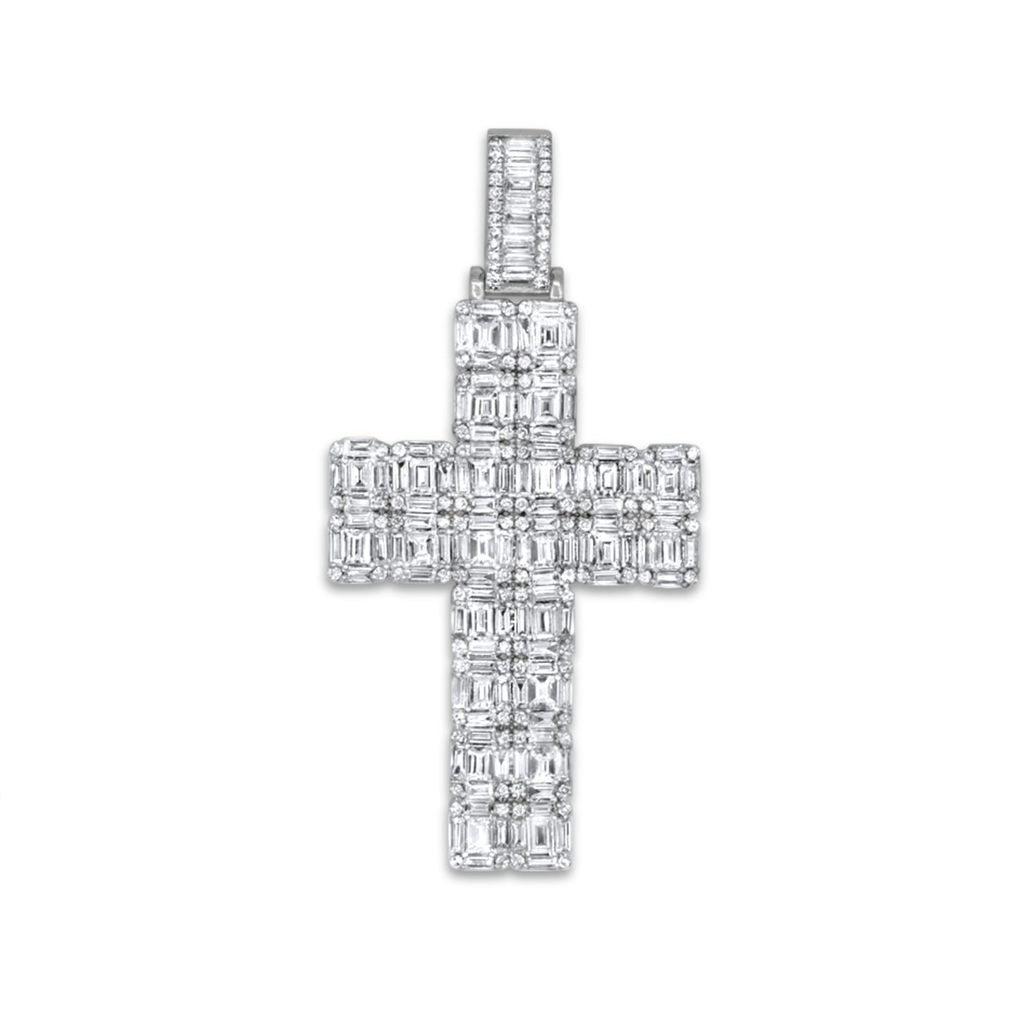 14k Diamond Baguette Cross 6.5ctw