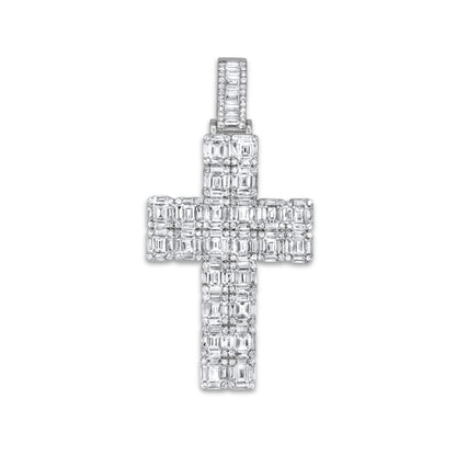 14k Rose White Baguette Diamond Cross 6.50 ctw