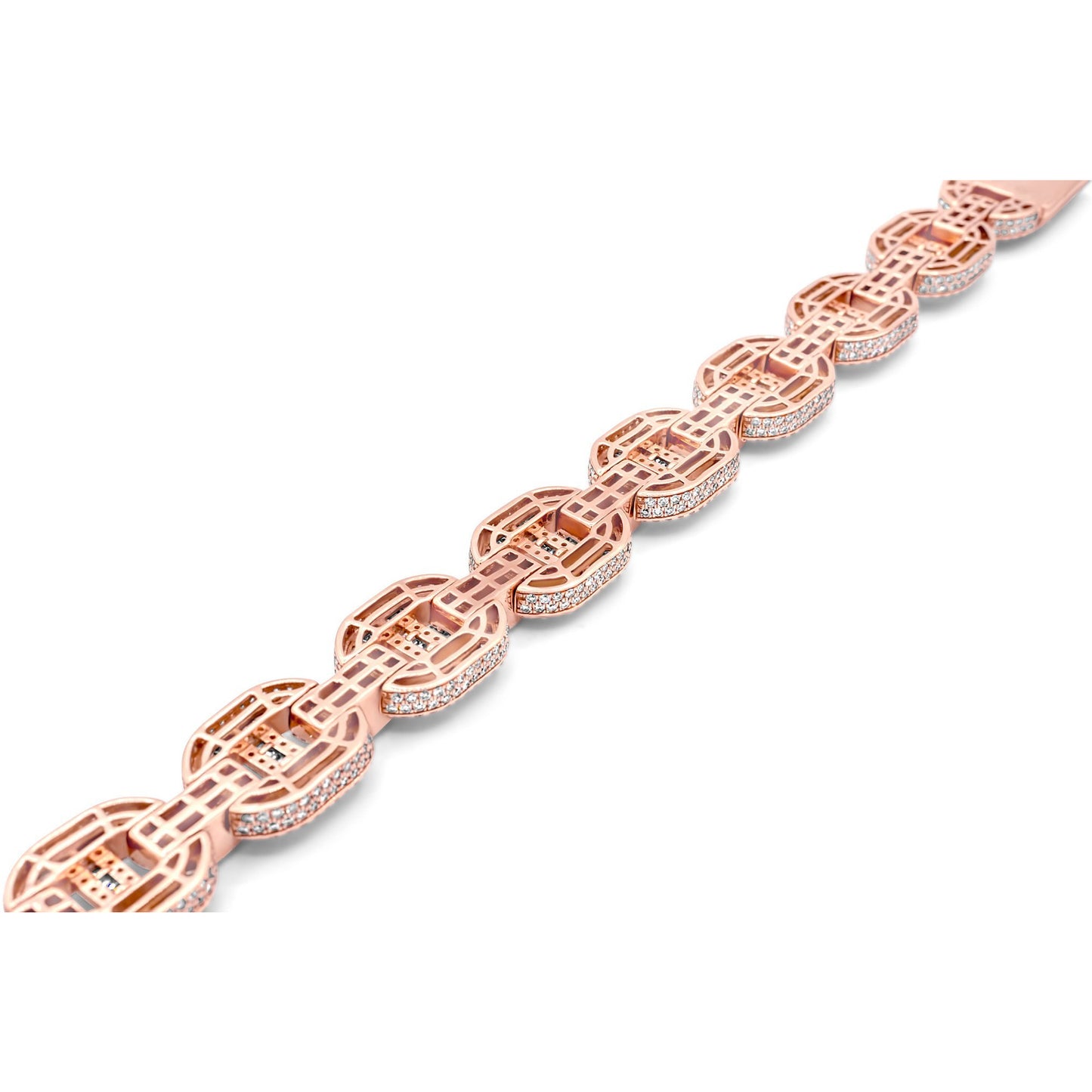 14k Rose Gold Baguette & Round Diamond Mariner Link 18.25ct