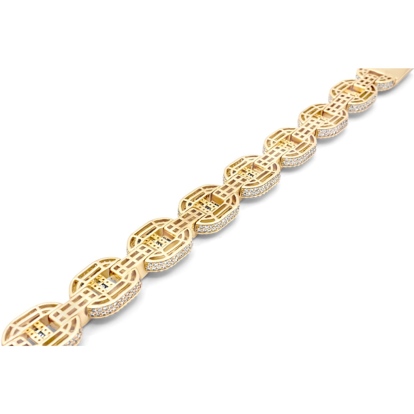 14k Gold Baguette & Round Diamond Mariner Link 18.25ctw