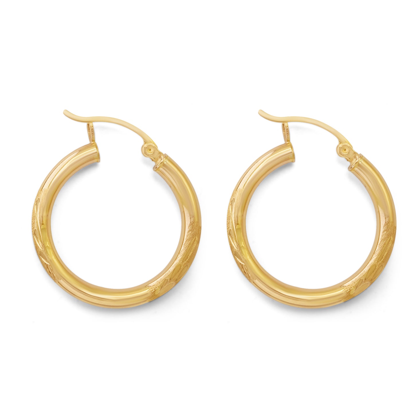 10k Yellow Gold Hoop Earrings 1 inch