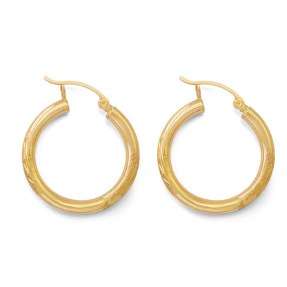 14k Yellow Gold Hoop Earrings 1 inch