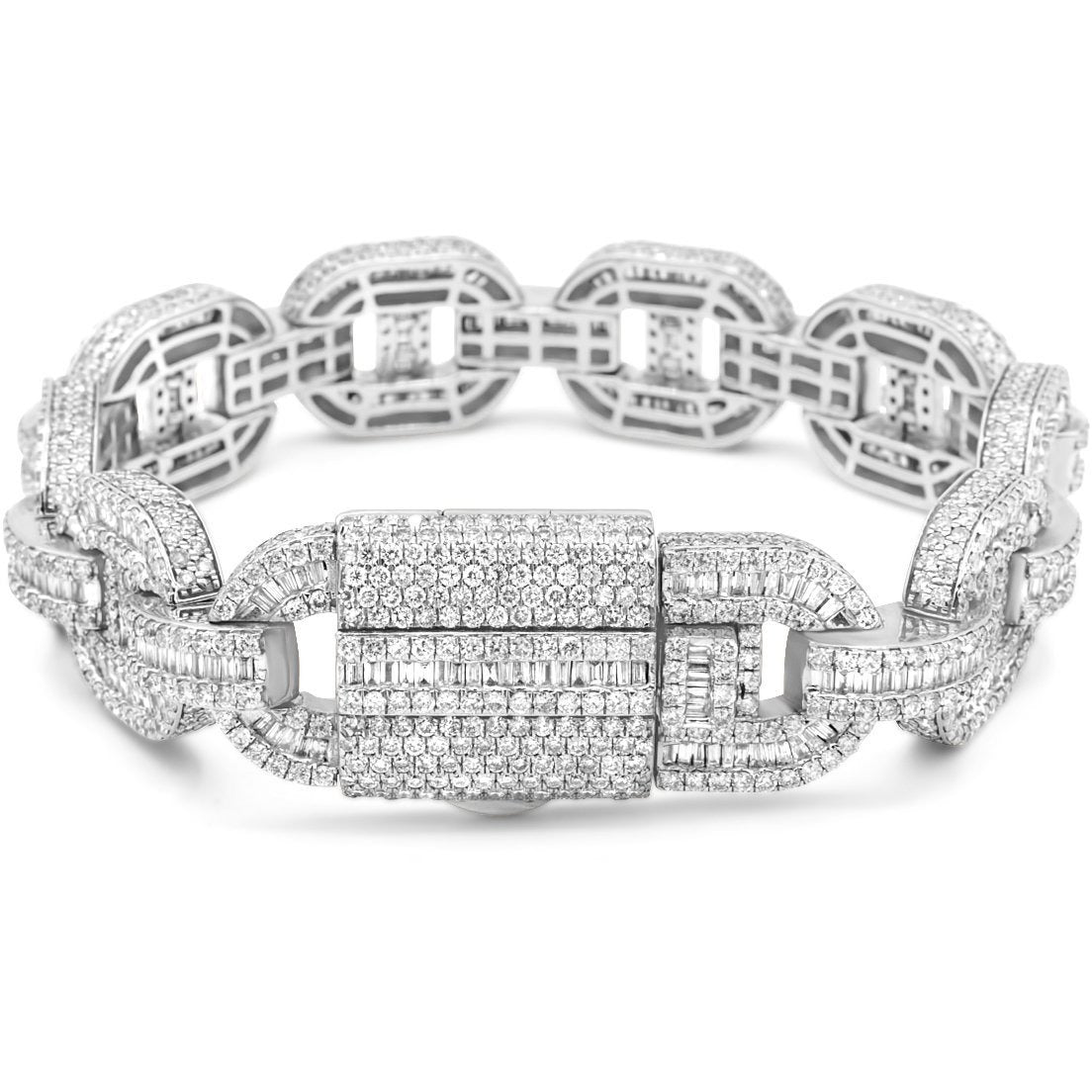 14k Gold Baguette & Round Diamond Mariner Link 18.25ctw