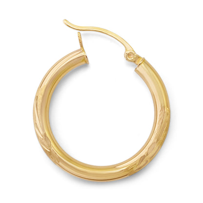 10k Yellow Gold Hoop Earrings 1 inch