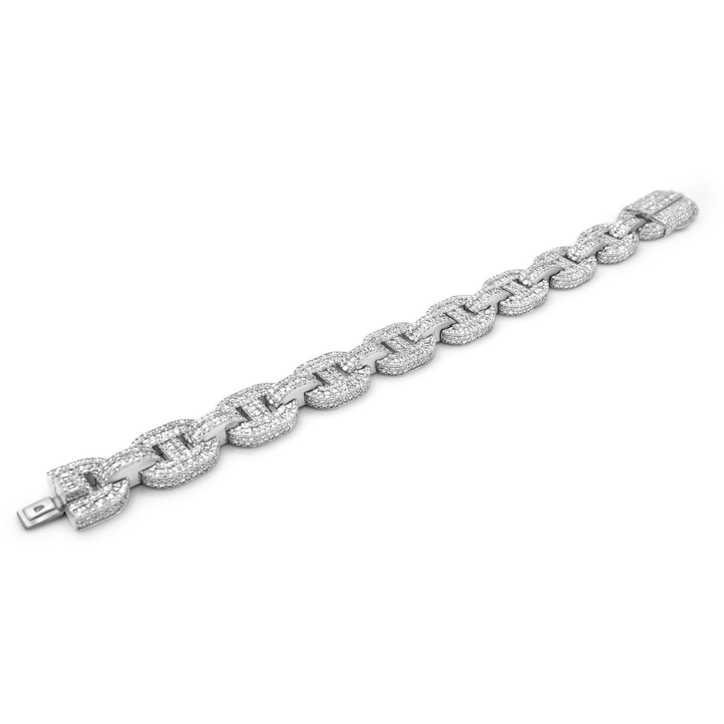 14k Gold Baguette & Round Diamond Mariner Link 18.25ctw