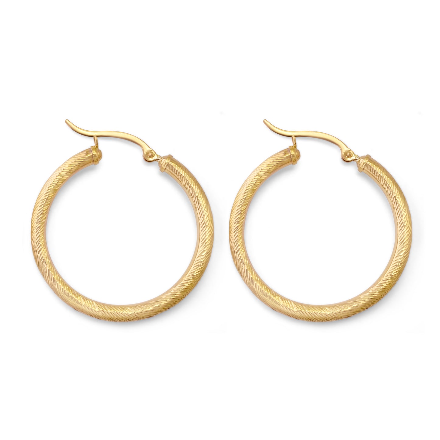 14k Yellow Gold Hoop Earrings 1.4 inch