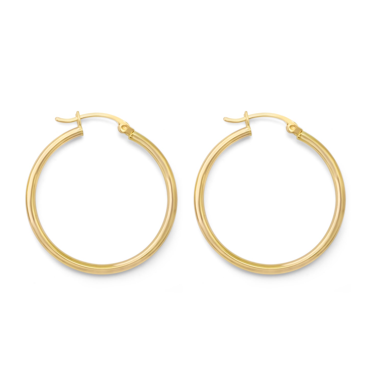 14k Yellow Gold Hoop Earrings 1.4 inches