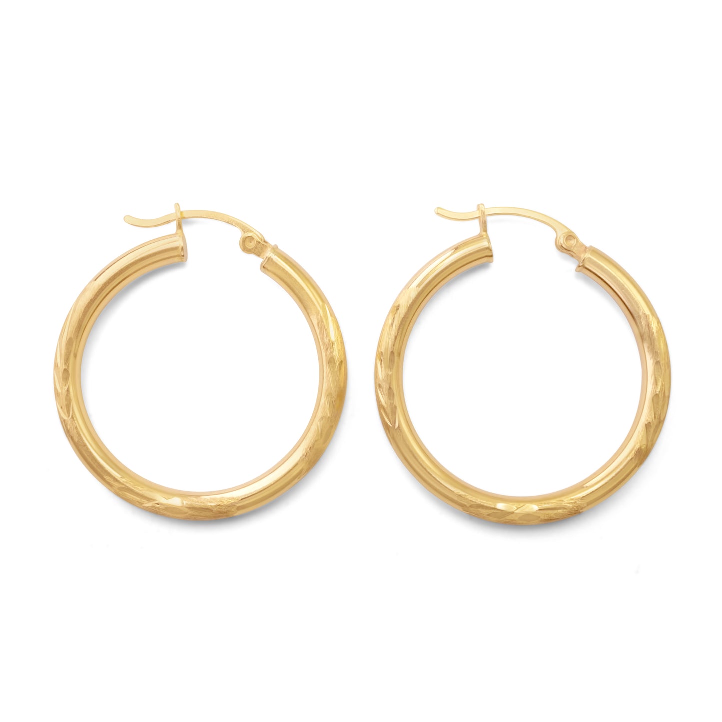 10K Yellow Gold Hoop Earrings 1.25 inches