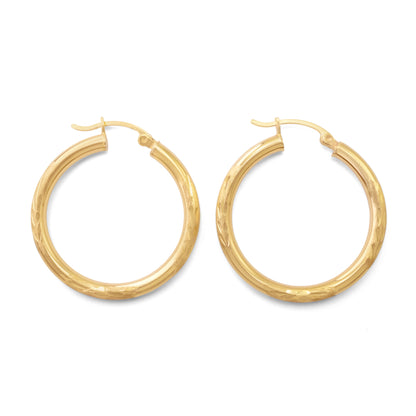 10K Yellow Gold Hoop Earrings 1.25 inches