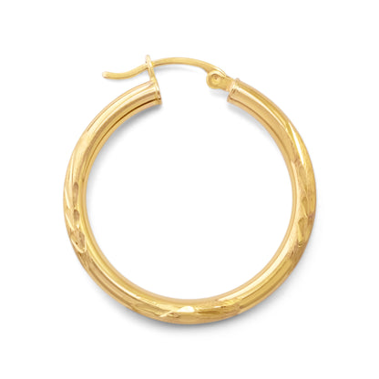 10K Yellow Gold Hoop Earrings 1.25 inches