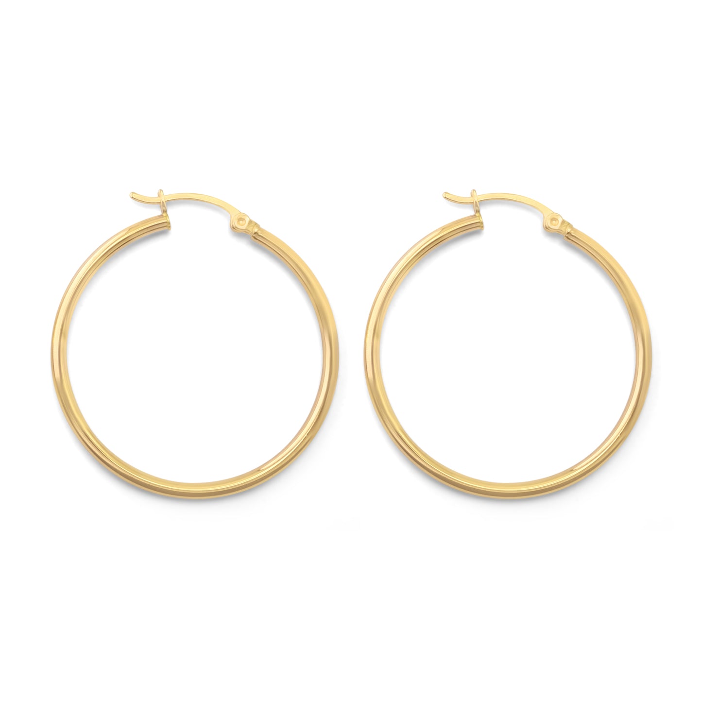 14K Yellow Gold Hoop Earrings 1.45 inches