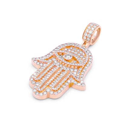 14k Rose Gold Diamond Hamsa 2.90ctw