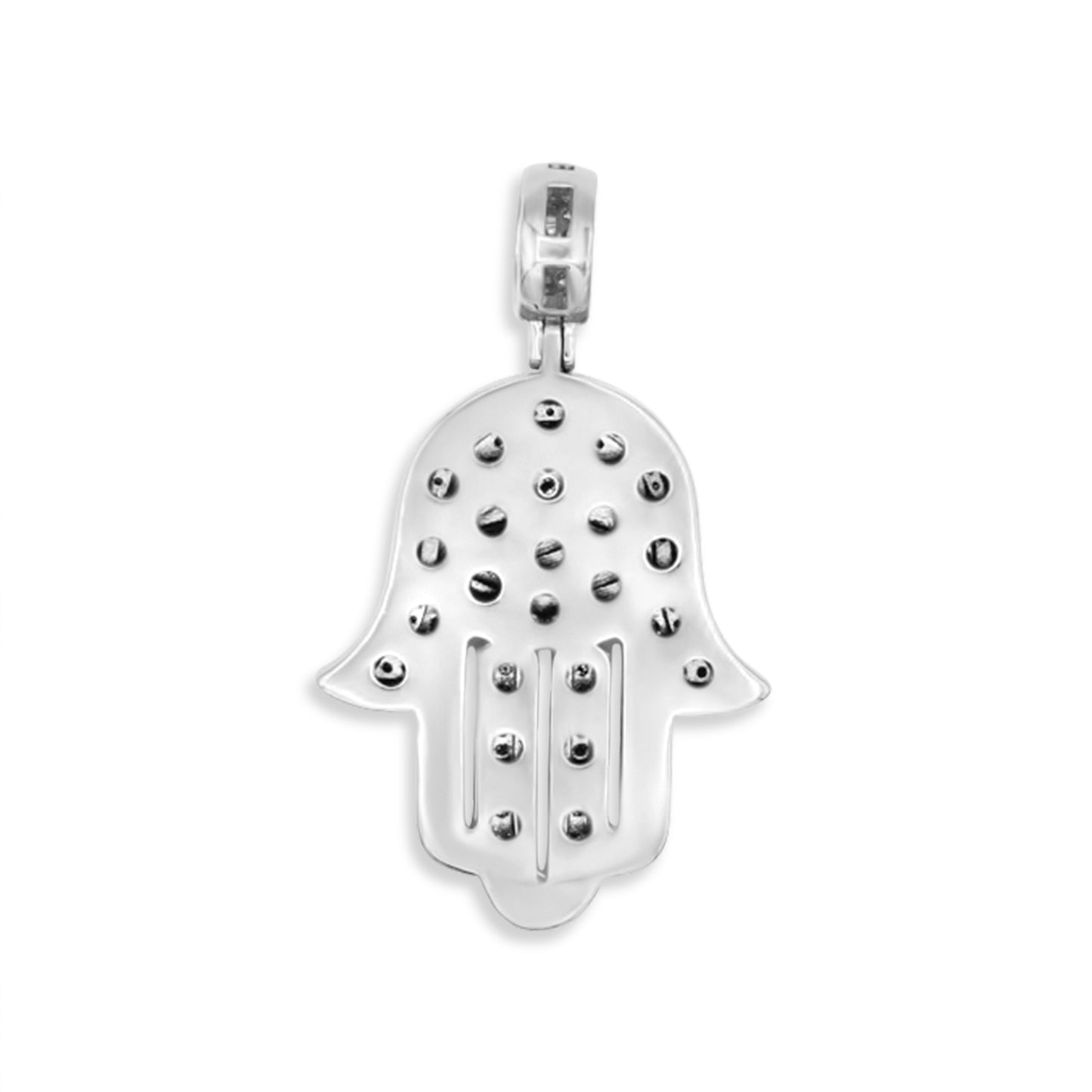 14k White Gold Diamond Hamsa 2.90ctw