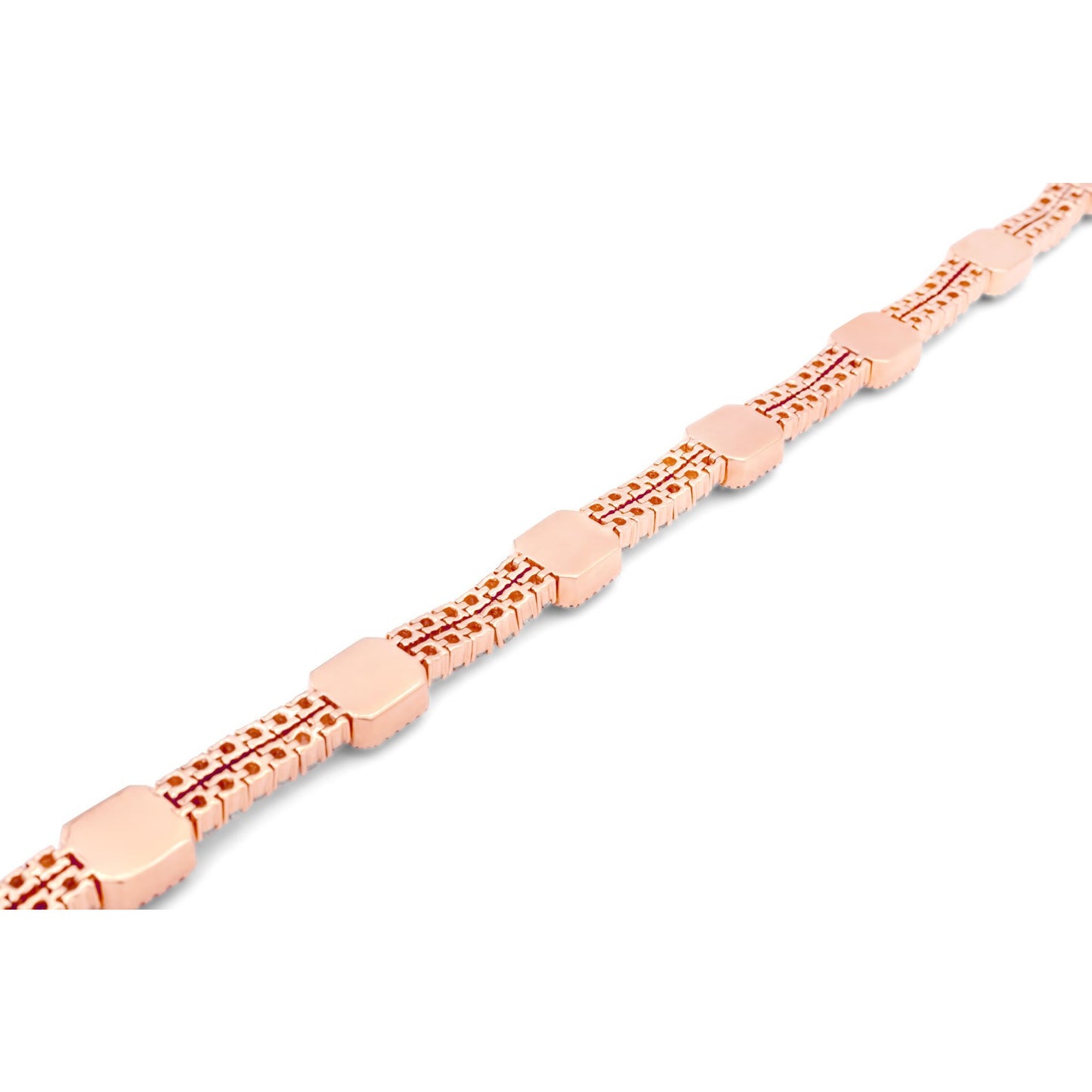 14k Rose Gold Baguette & Round Diamond Tennis Bracelet 13.5 ctw