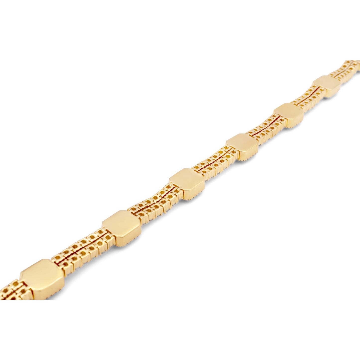 14k Yellow Gold Baguette & Round Diamond Tennis Bracelet