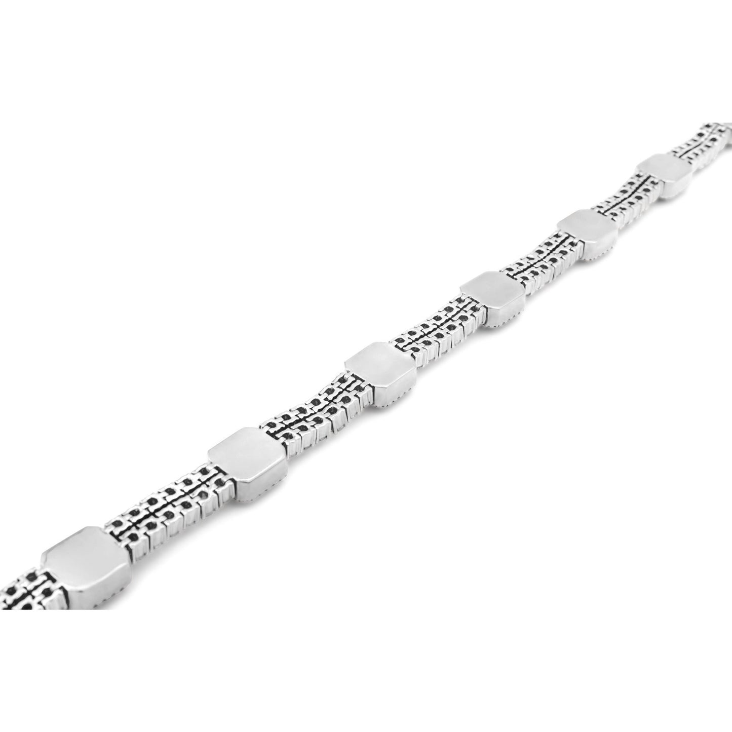 14k White Gold Baguette & Round Diamond Tennis Bracelet 13.5 ctw