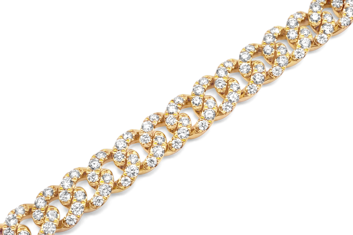 14k Yellow Gold Cuban Link Diamond Bracelet 8mm 6.74ctw