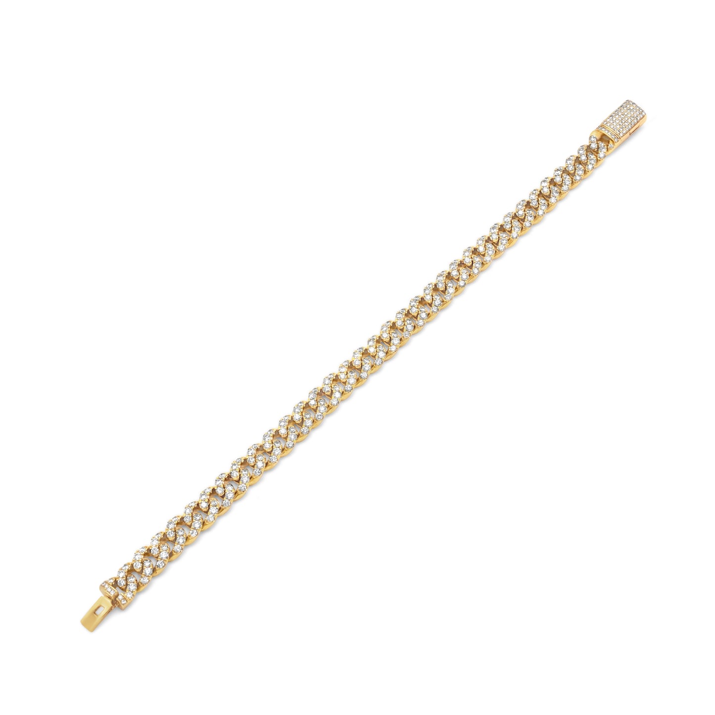 14k Yellow Gold Cuban Link Diamond Bracelet 8mm 6.74ctw