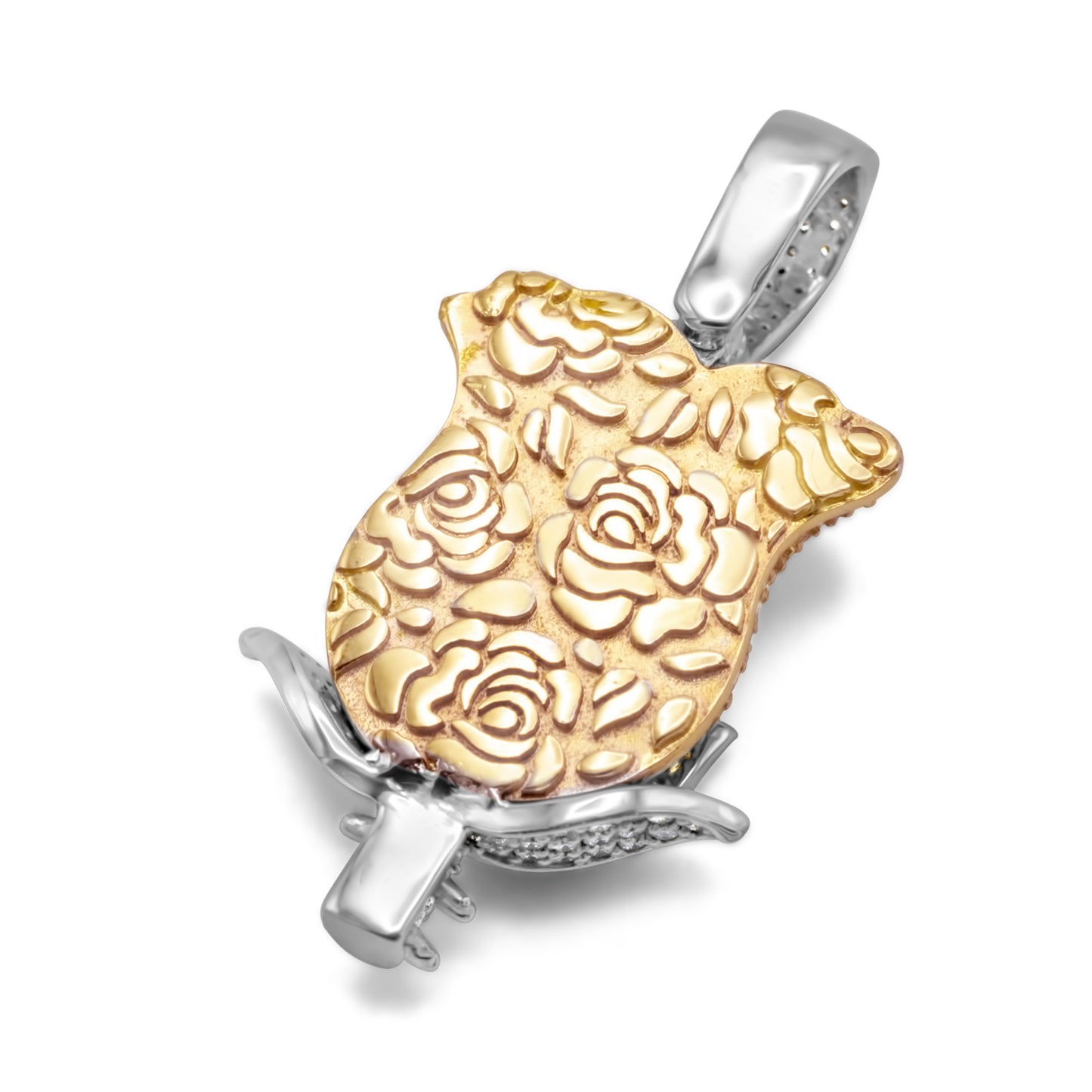 10K White & Yellow Gold Rose Diamond Pendant 1.35CTW