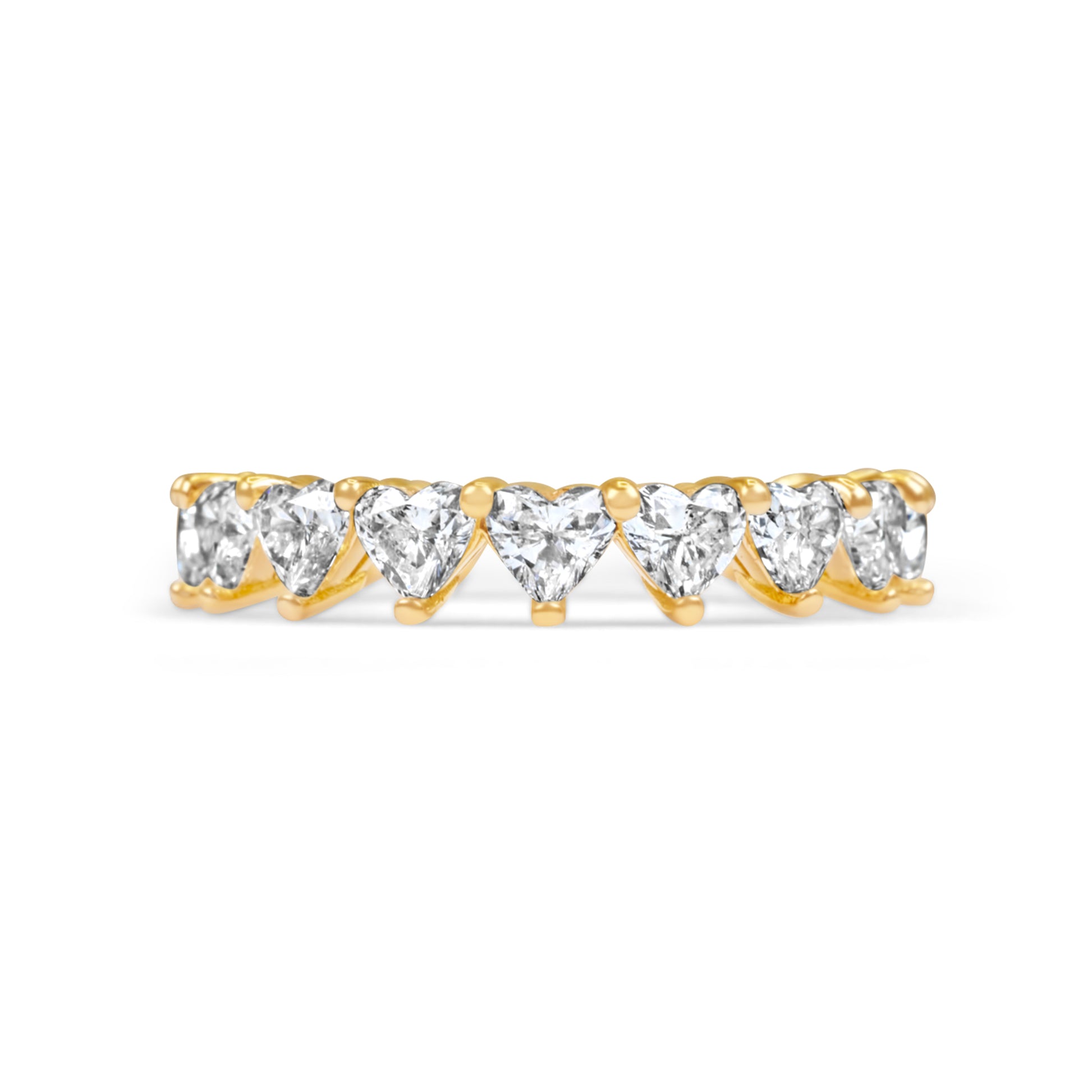 18k Yellow Gold Diamond Band Heart Ring 2.46 ctw