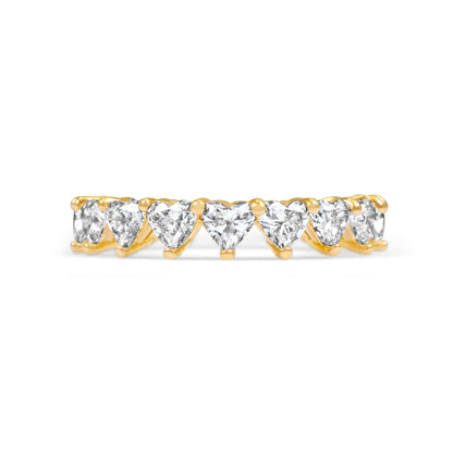 18k Yellow Gold Diamond Band Heart Ring 2.46 ctw