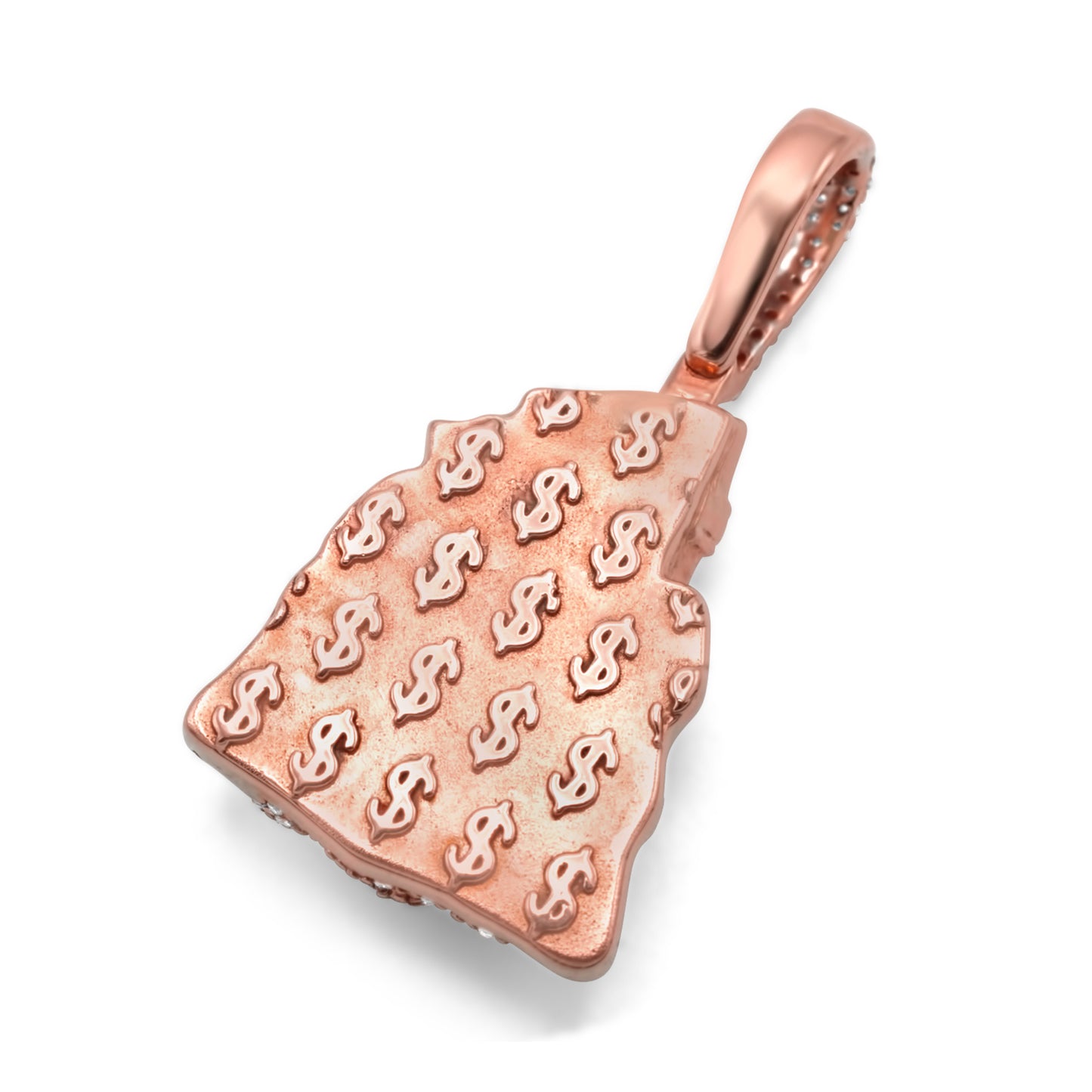 10k Rose Gold Money Bag Diamond Pendant 0.50ctw