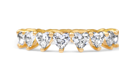 18k Yellow Gold Diamond Band Heart Ring 2.46 ctw