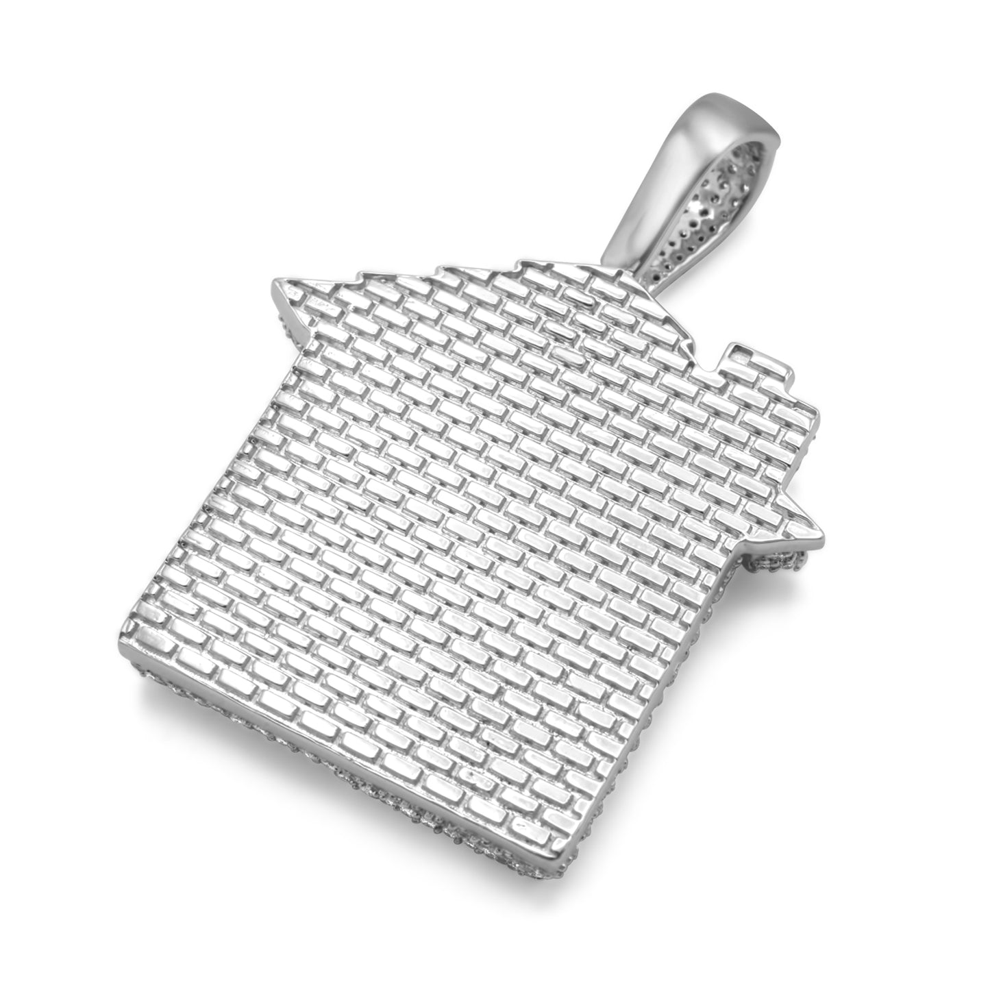 10k White Gold Trap House Diamond Pendant 3.40CTW