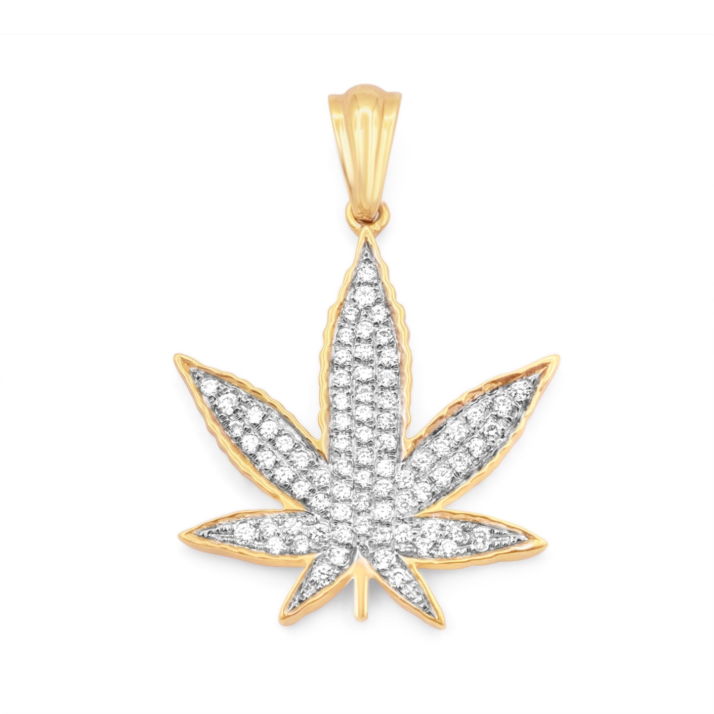 10k Yellow Gold Weed Leaf Diamond Pendant 0.88 ctw